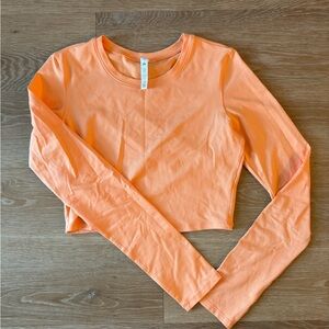 ALO LONG SLEEVE CROPPED TOP - CANTALOUPE ALOSOFT SMALL